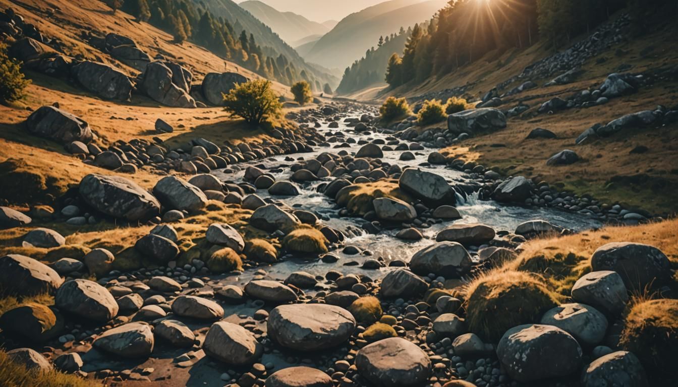 Misty Valley Landscape at Golden Hour