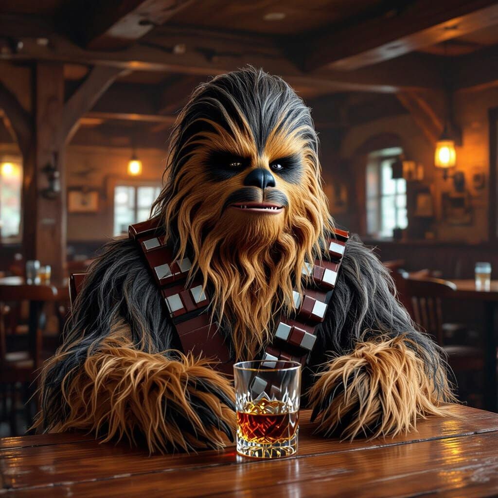 Wookiee at the Bar: Rustic Sci-Fi Pub Scene
