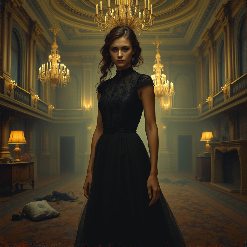 Victorian Woman's Uninvited Sorrow: An Oil Painting