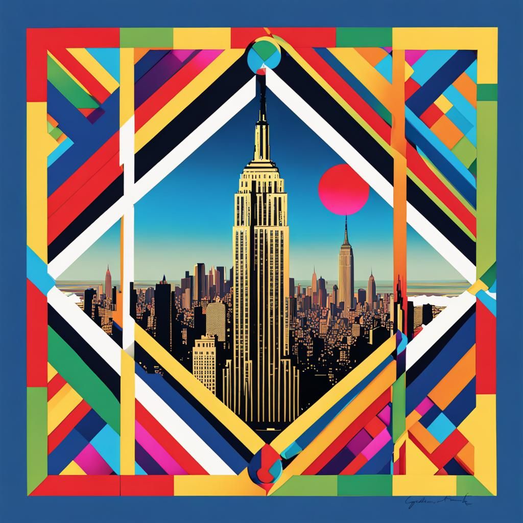 Empire State Building in Geometric Pop Art Style