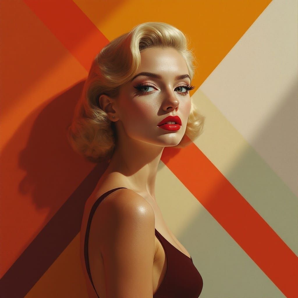 Geometric Pop Art Portrait in Mixed Media Style