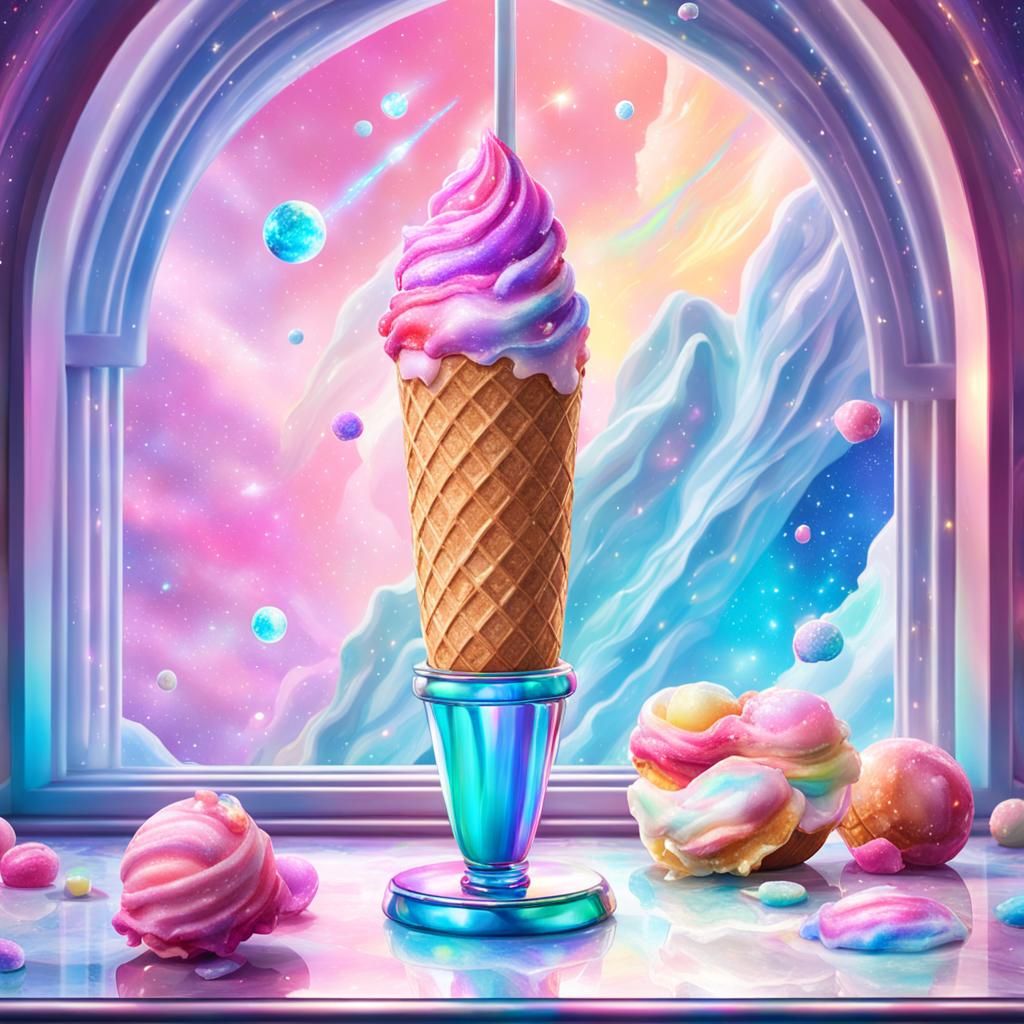 Ice Cream Lip Gloss: Cosmic Astral Illustration