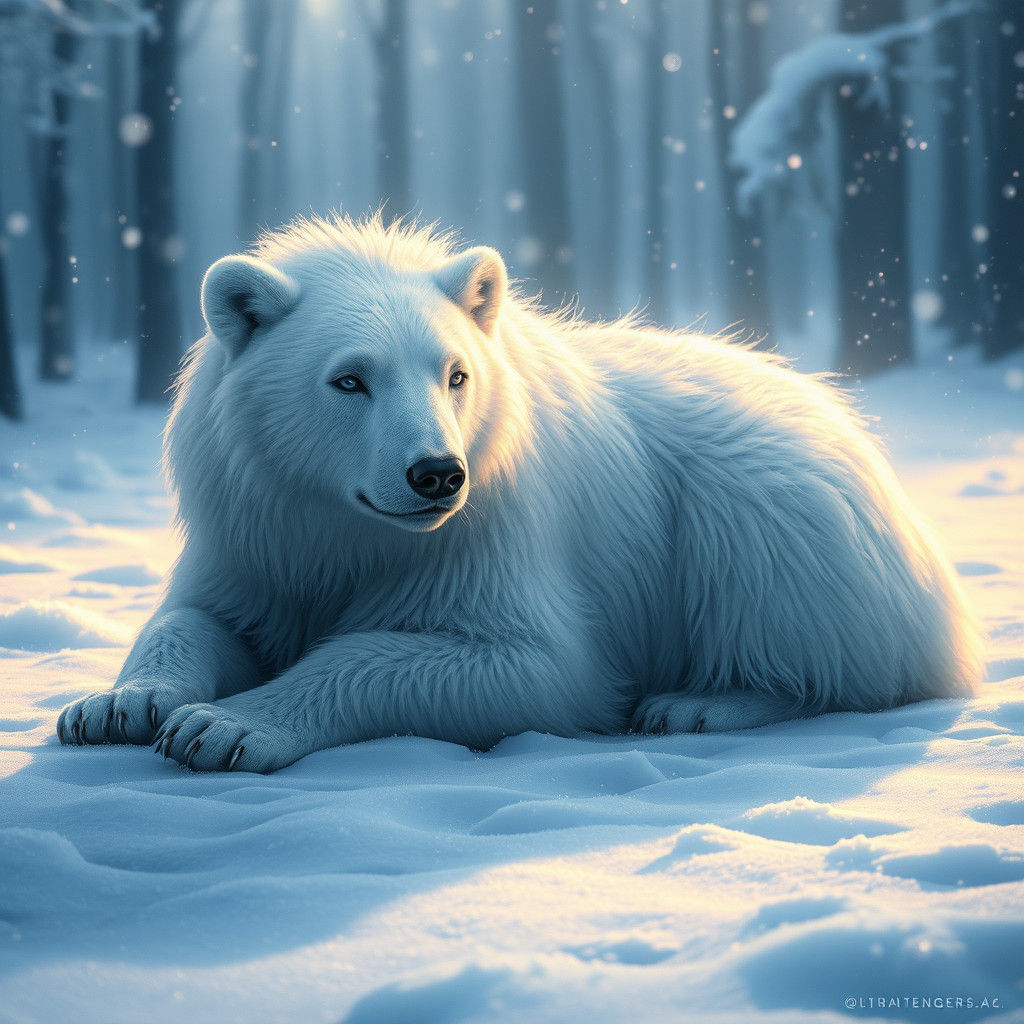 Icy Blue Eisbeer on Pristine Snow in Winter Wonderland