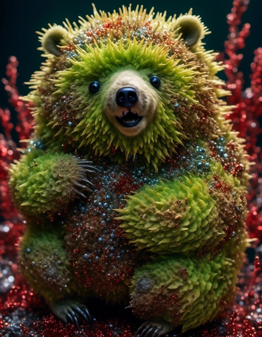 Obese Pyromorphite Kiwi Bear Telephoto Microportrait