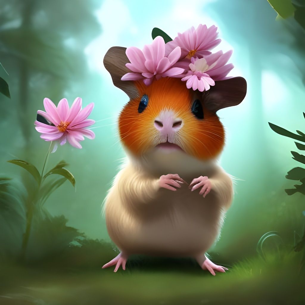 Adorable Chibi Guinea Pig with Flower