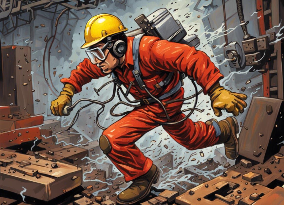 Engineer Escapes Wheelsaw Factory in Anime Style