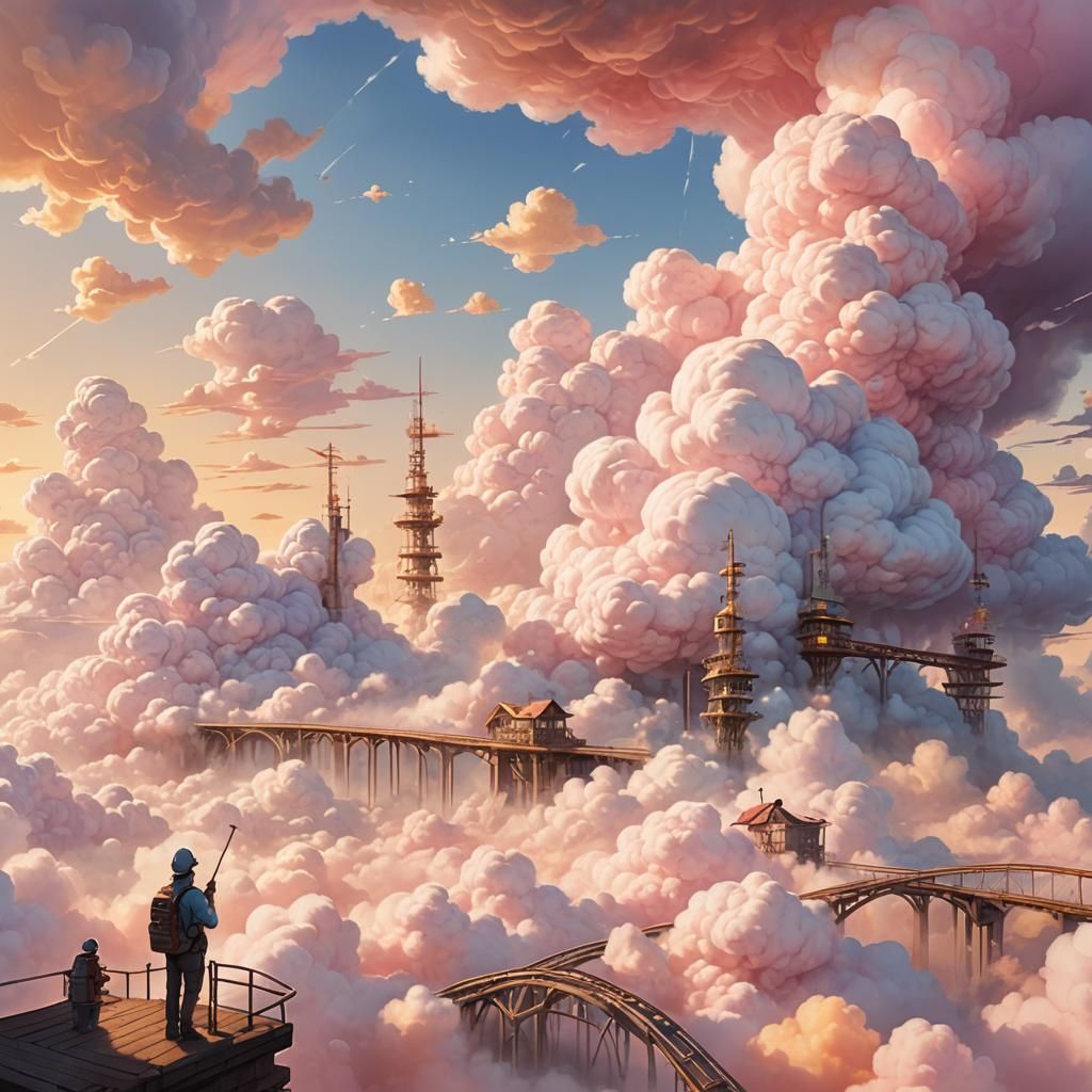 Cloud Engineer Shaping Fantasy Architecture at Sunset