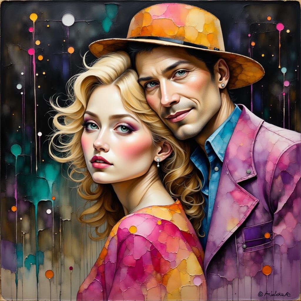 Barry Manilow Surrounded by Ethereal Liquid Ink