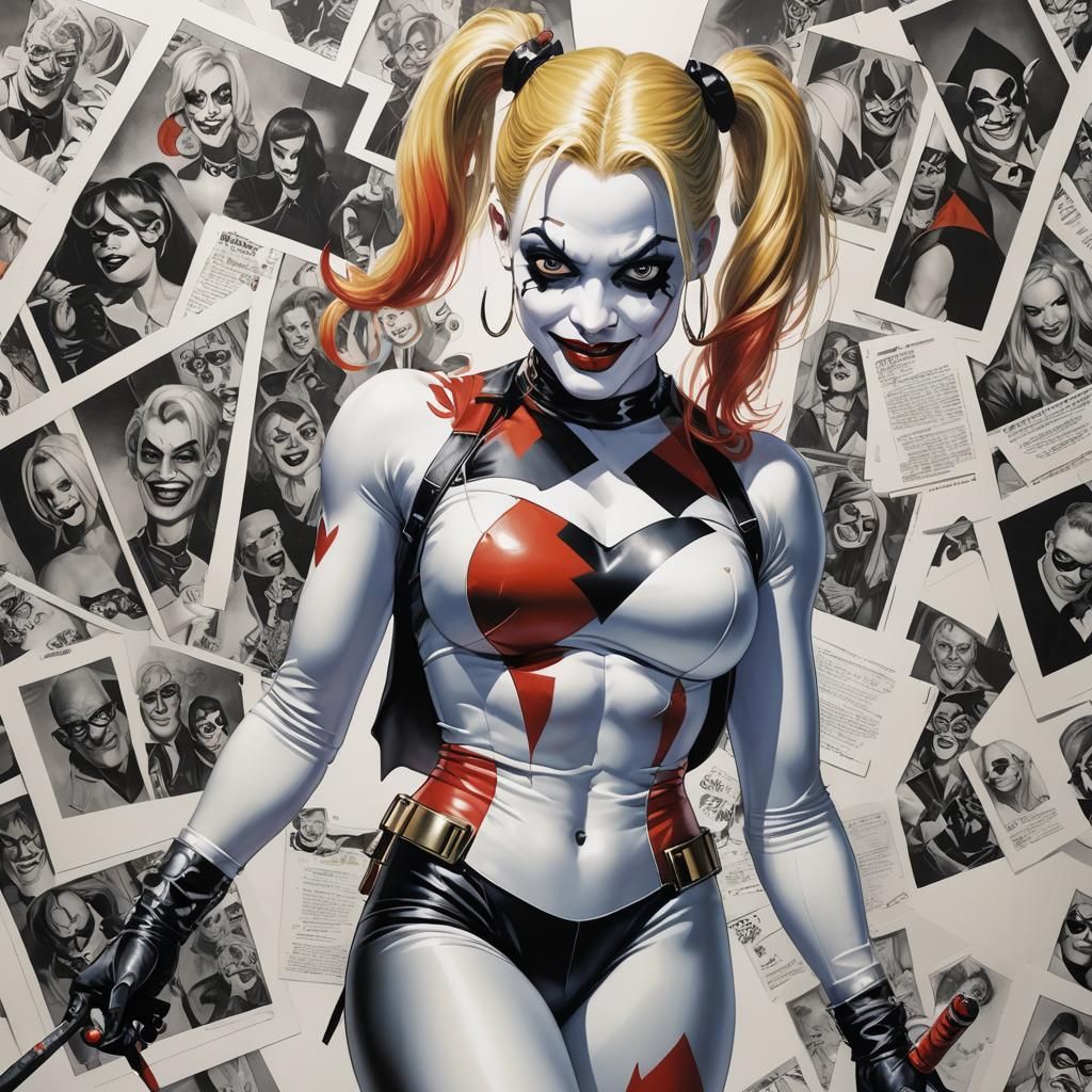 Harley Quinn as Ultrarealistic Comic Book Art
