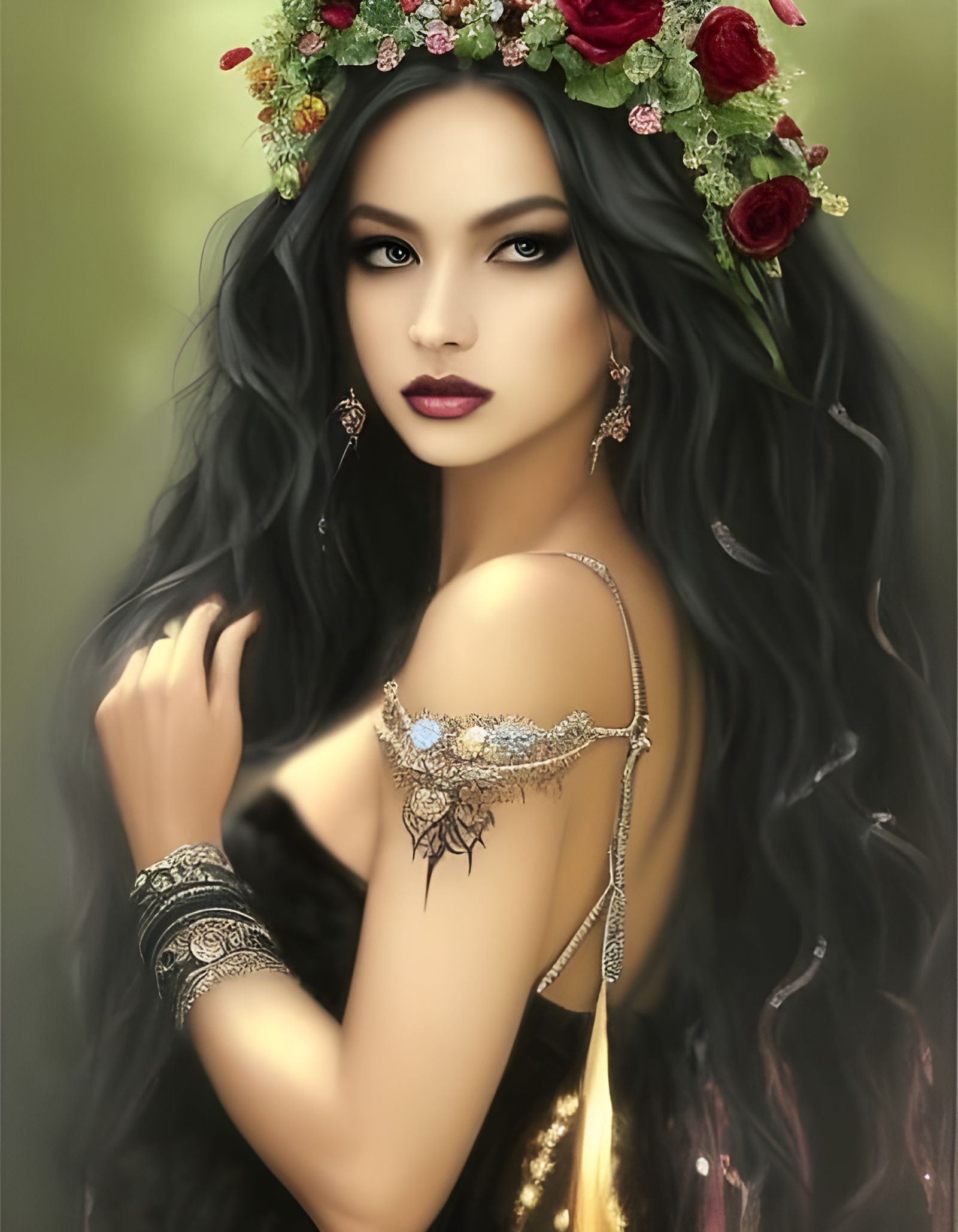 Black Rose Princess with Rose Crown