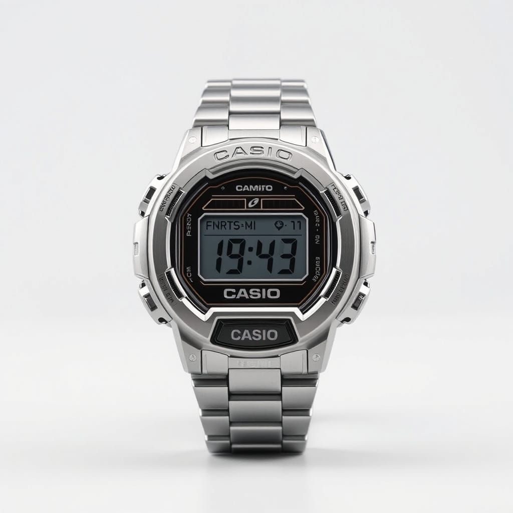 Detailed CASIO F-91W-1 Watch in Futuristic Style