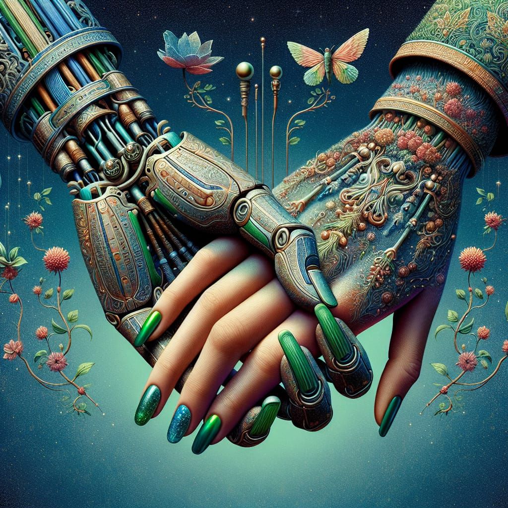 Heartfelt Hand Holding in Detailed Matte Painting Style