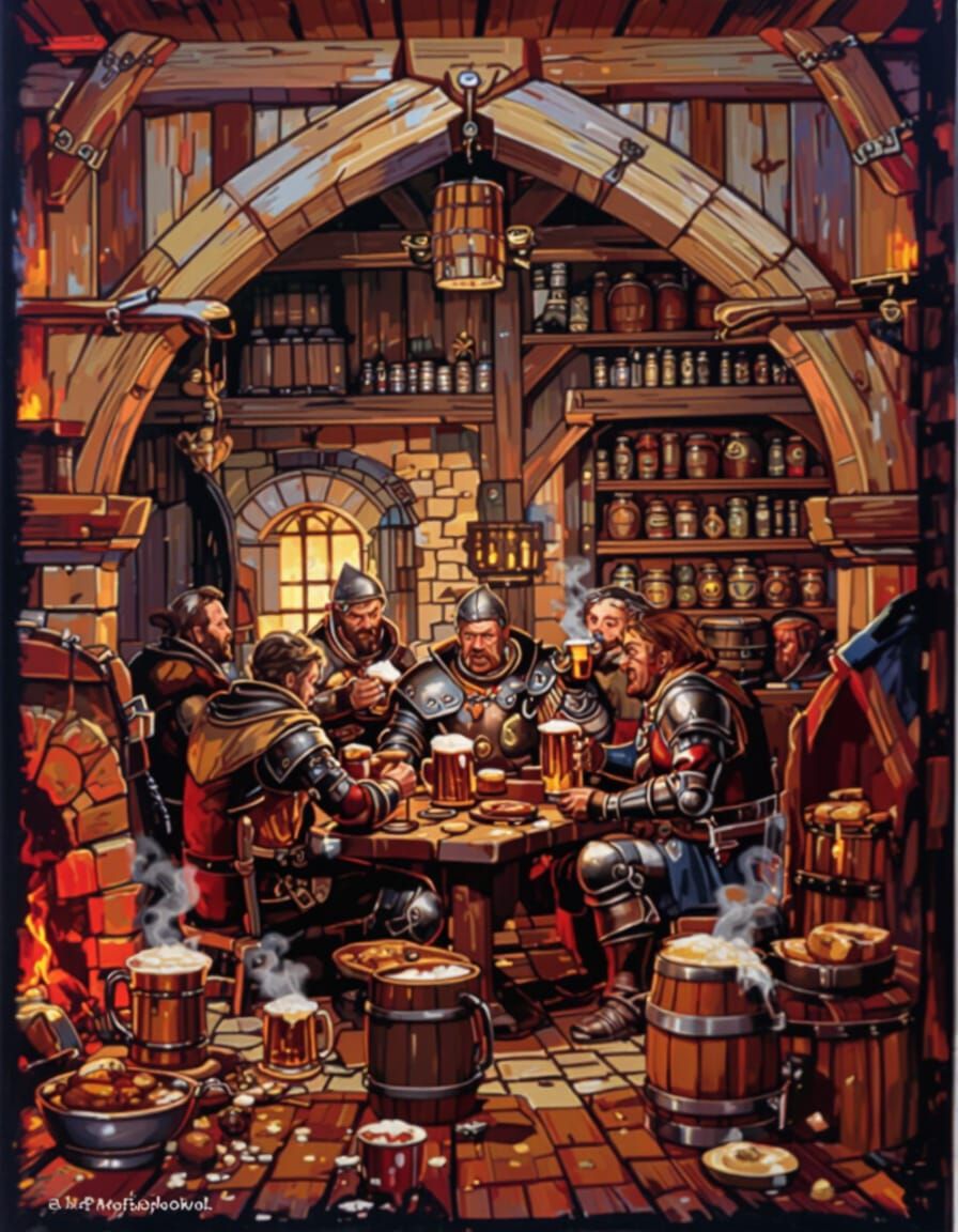 Medieval Tavern Interior: Fantasy RPG Concept Art