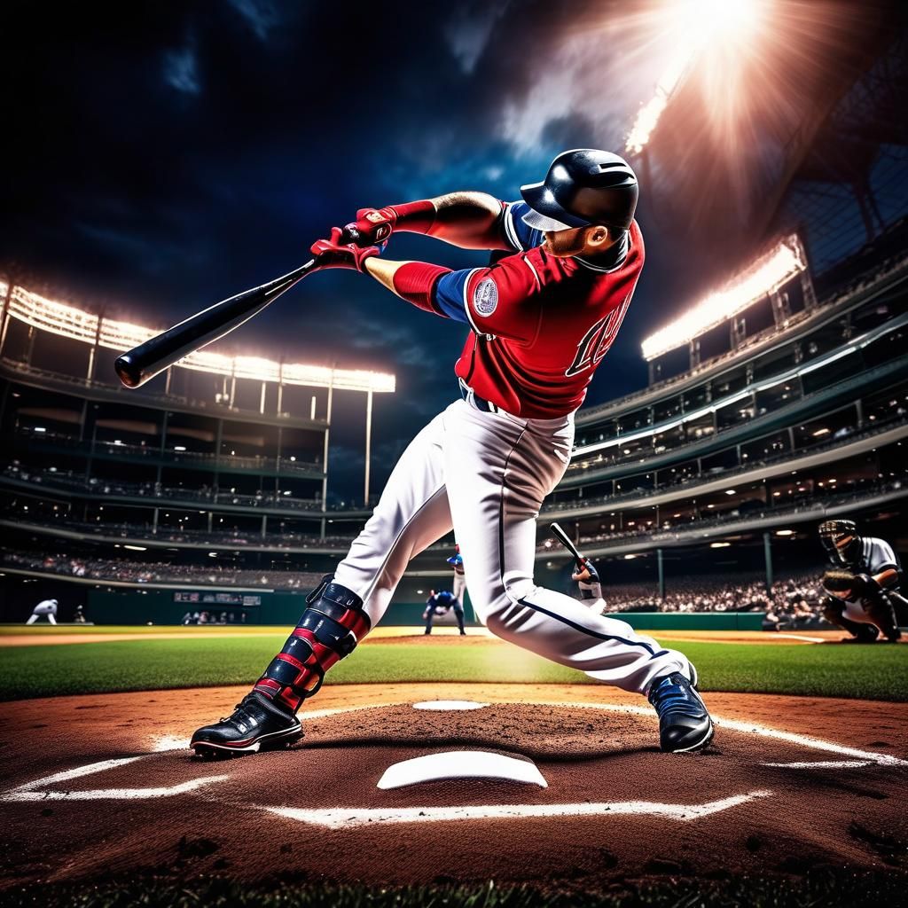 Intense Baseball Home Run Action Shot