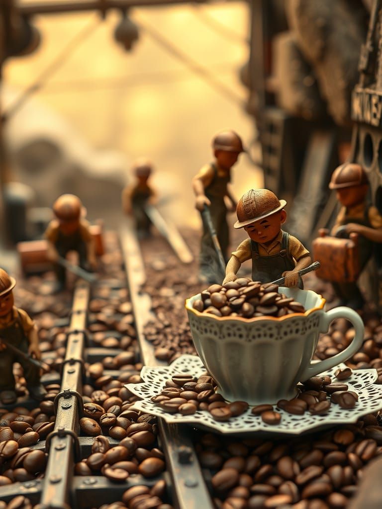 Surreal Miniature World of Industrial Coffee Mining