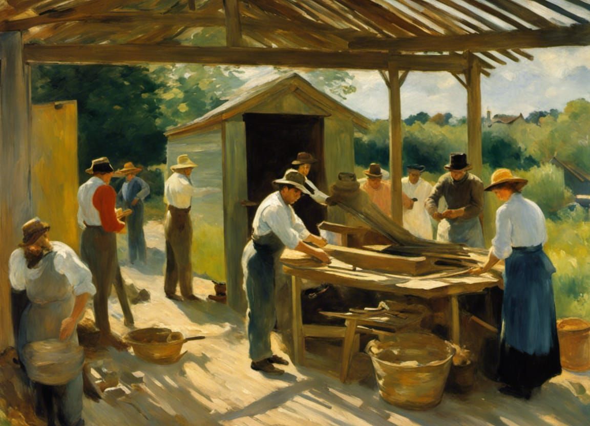 Shed Construction: An Impressionistic Opaque Brushstroke Pai...