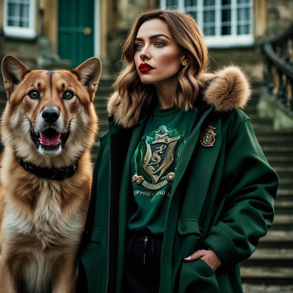 Slytherin Character with Alsatian in Digital Painting