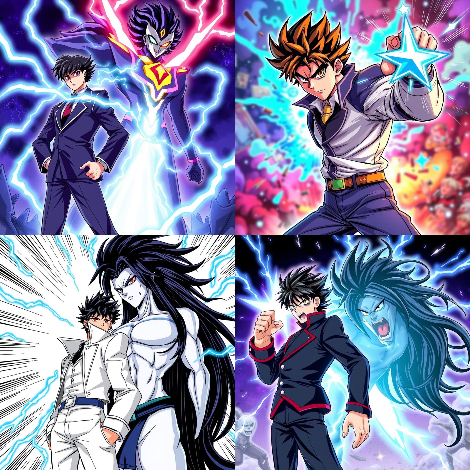 Jotaro Kujo and Star Platinum in Anime Style
