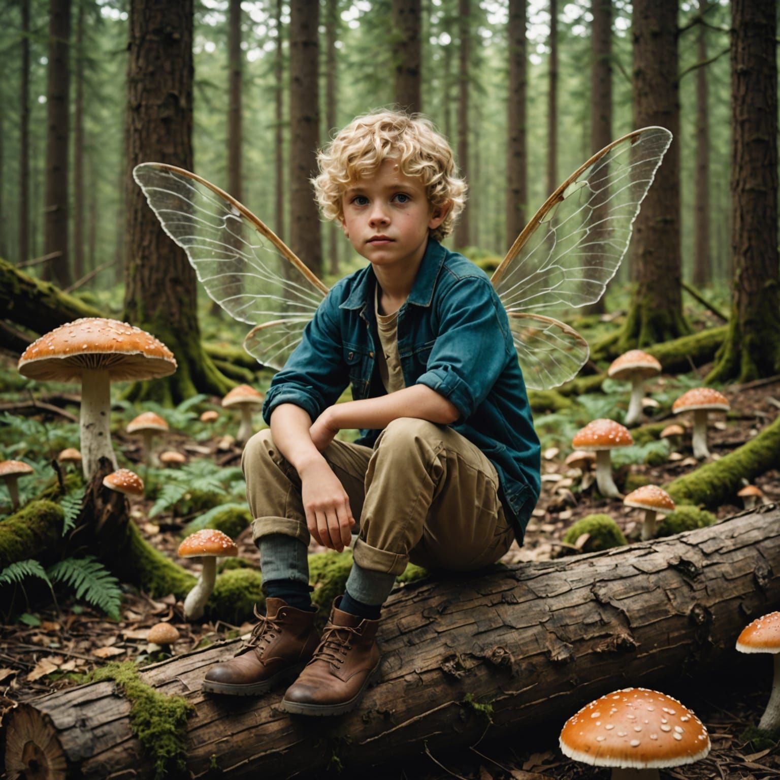 Enchanted Fairy Boy Amidst Whimsical Woodland