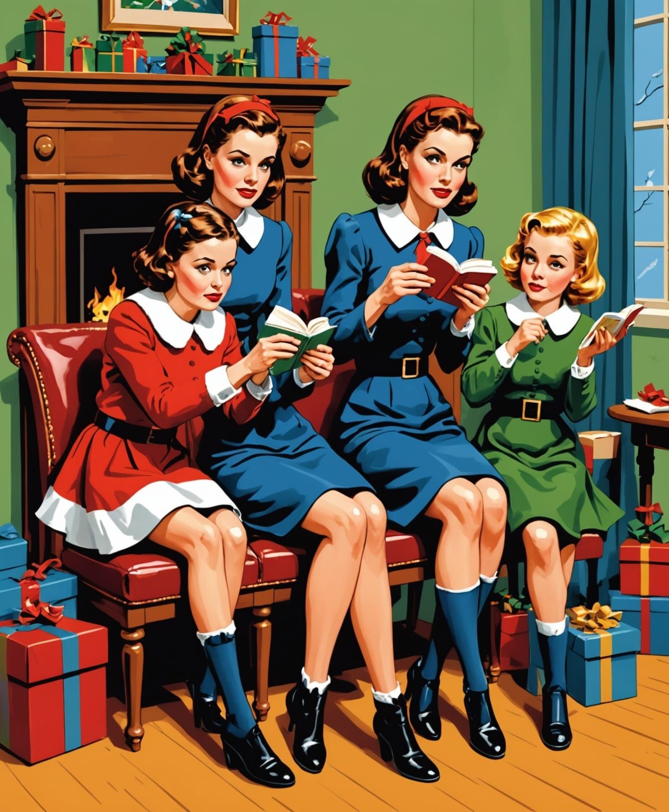 Constructivist Tableau of Women in Evening Dress