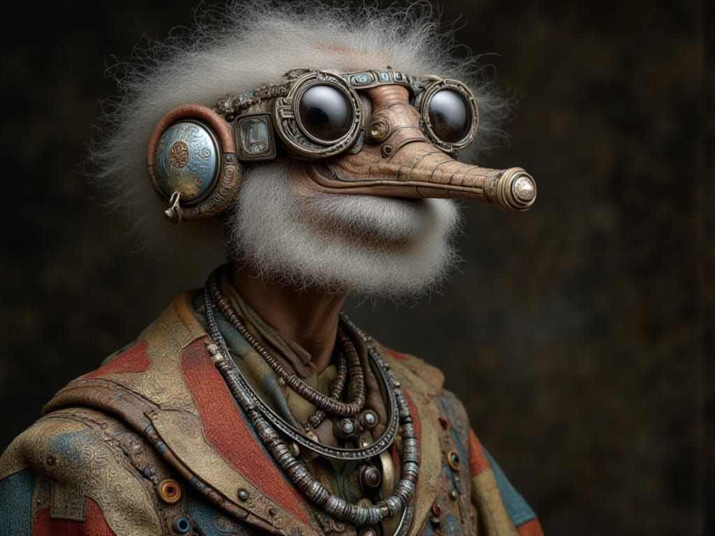 Eccentric Man with Goggles in Photo-Surrealism Style