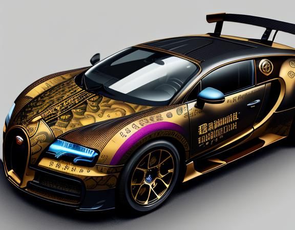 steampunk Bugatti with colourful yakuza tattoo livery
