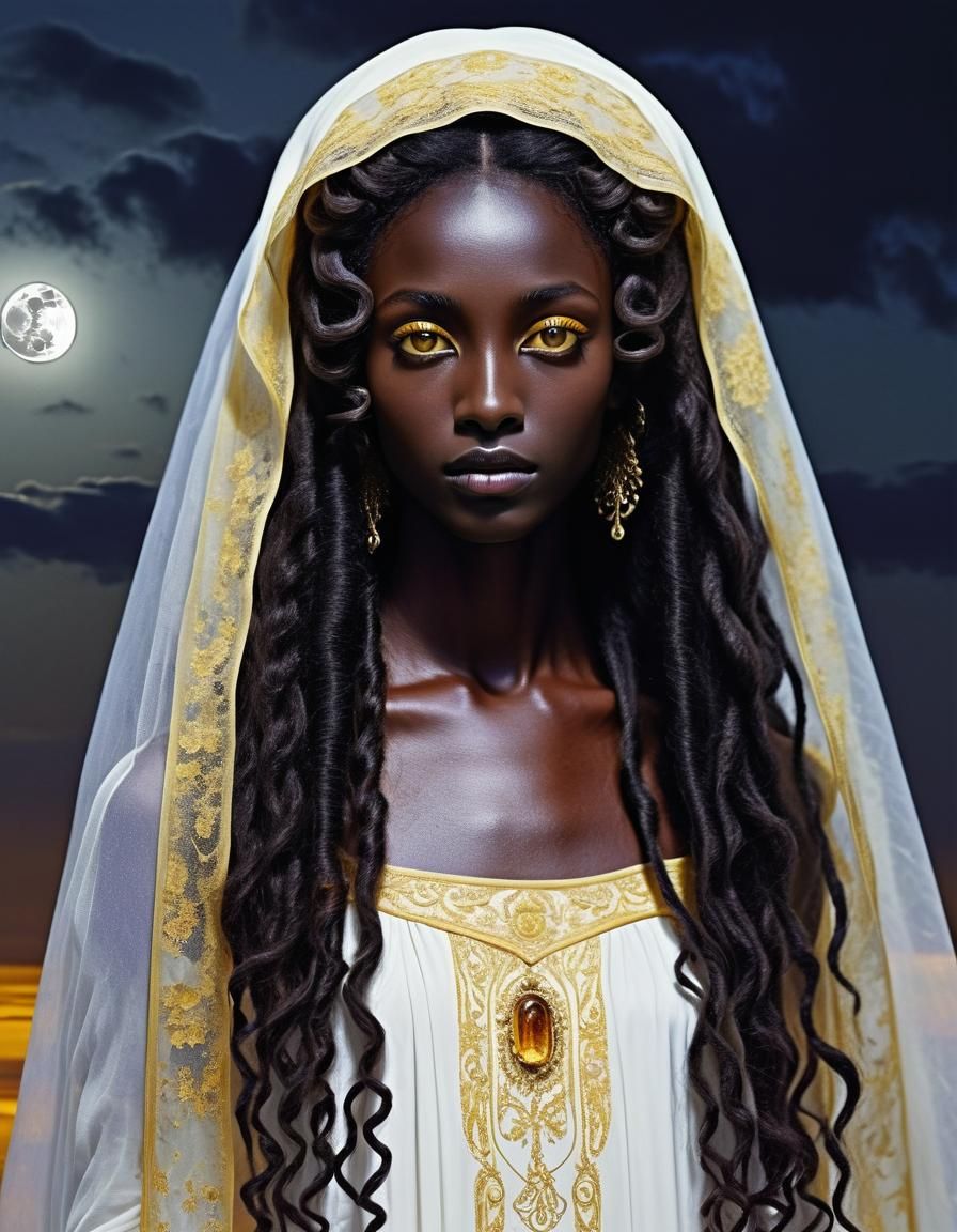 Beautiful Mother of God on Moonscape