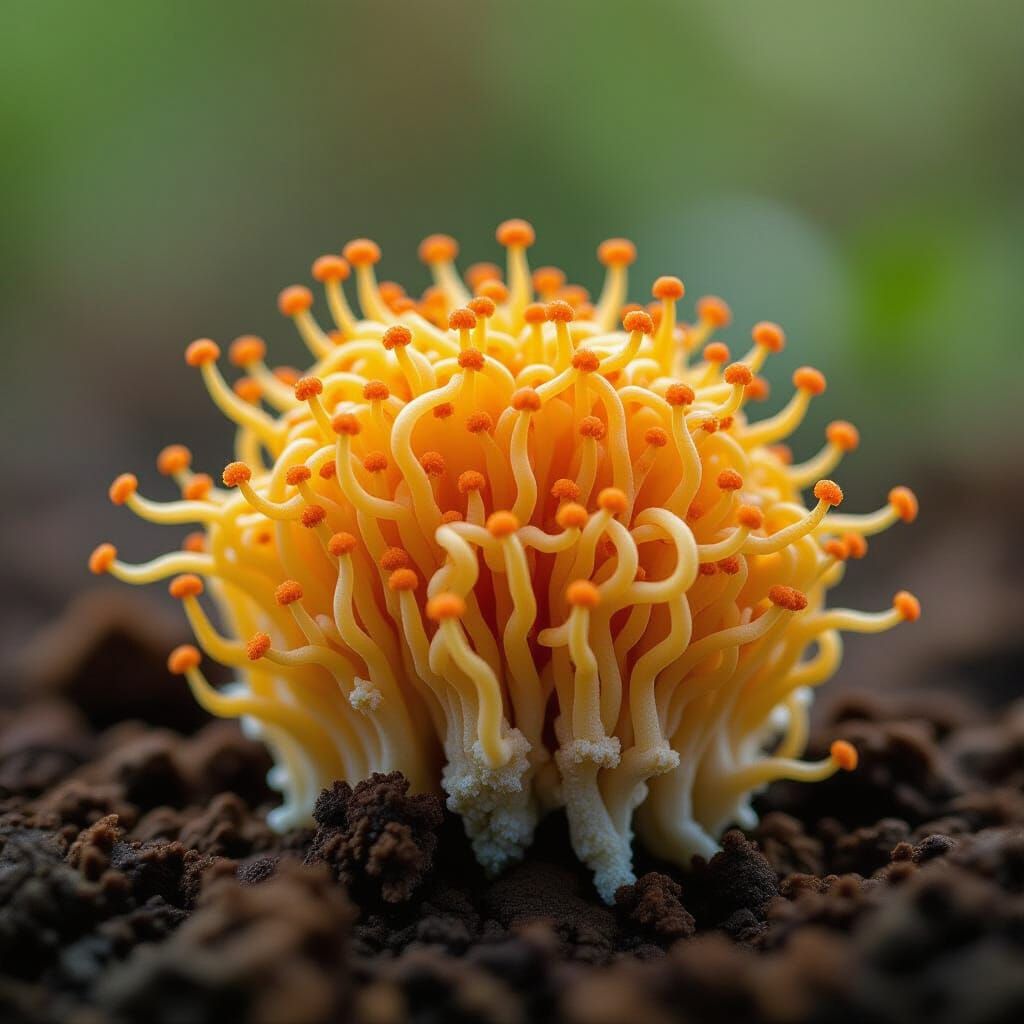 Beautiful Natural Cordyceps Mushrooms Infected