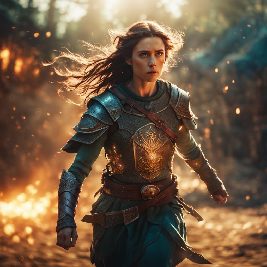 Elf Female Fighter Rushes into War