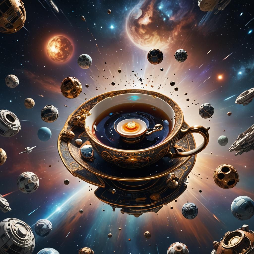 Teacup Death Star Soaring in Deep Space