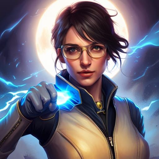 French Battle Medic Shoots Energy Beams: Hyperdetailed Portr...