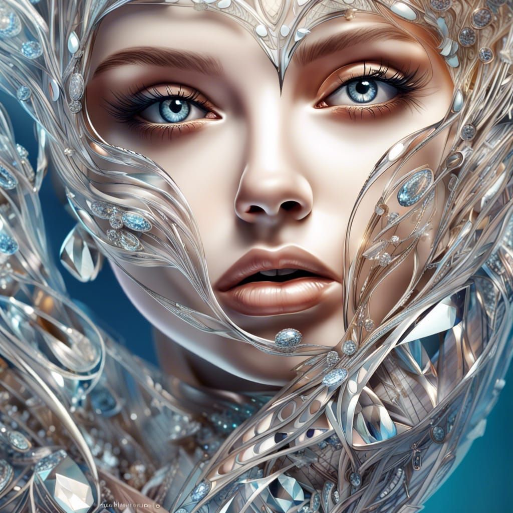 Diamond Portrait with Expressive Eyes as Digital Art