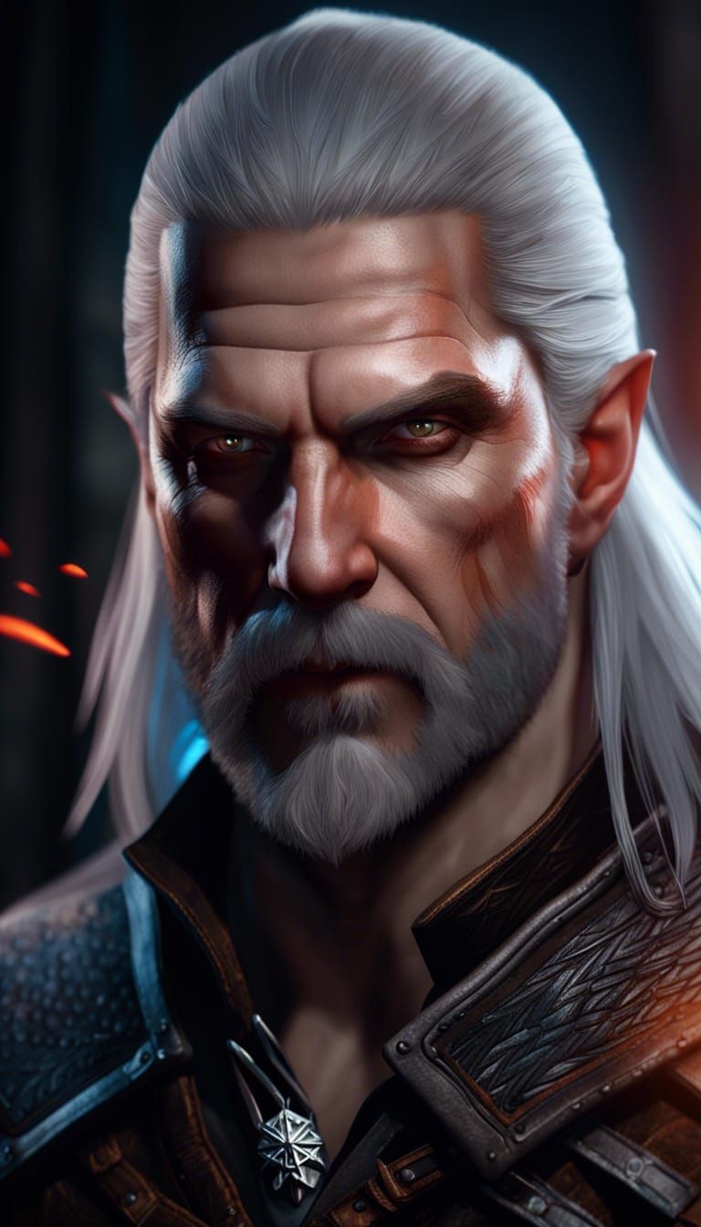 Hyperrealistic Witcher Portrait with Dynamic Lighting