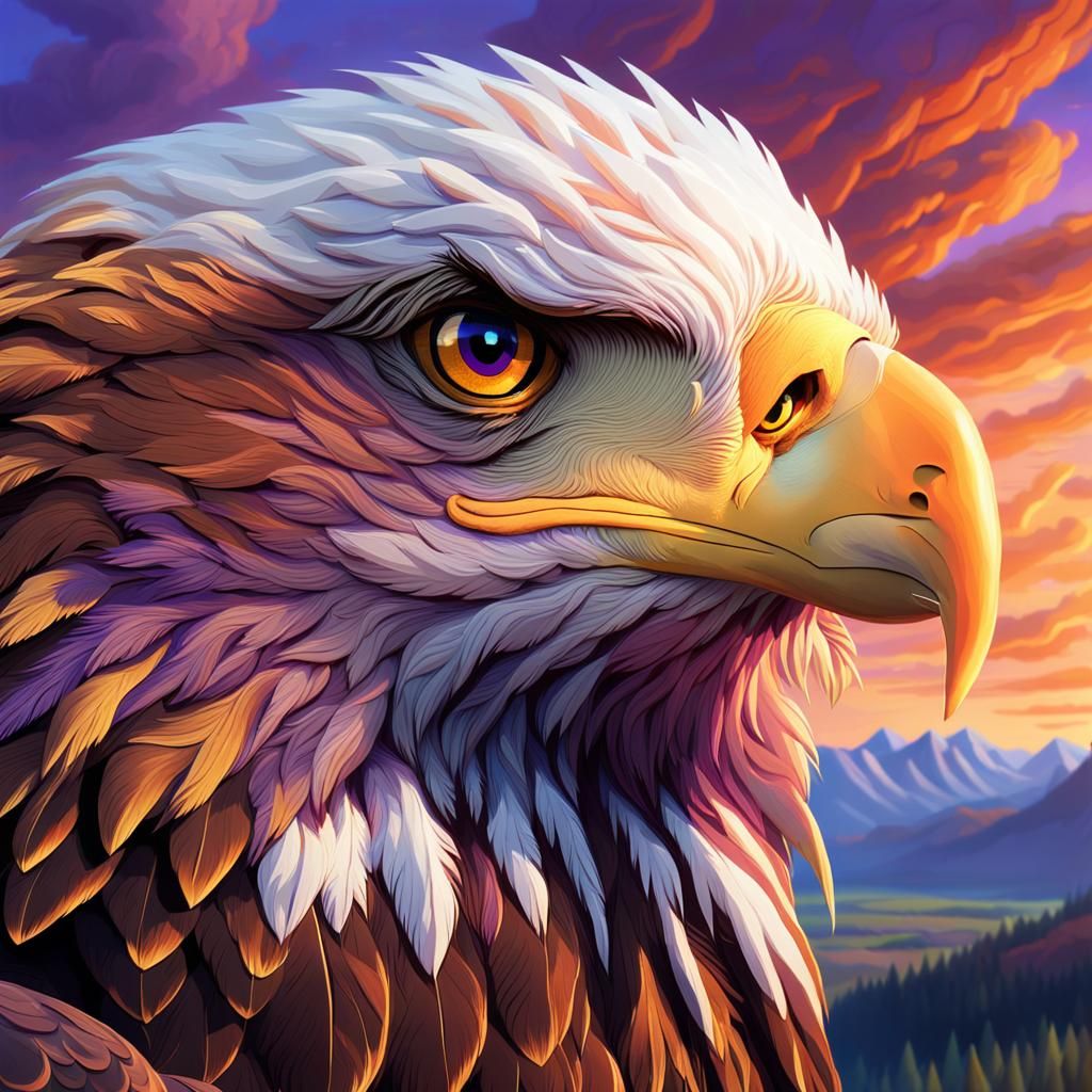 Majestic Eagle Portrait in Pixar Style