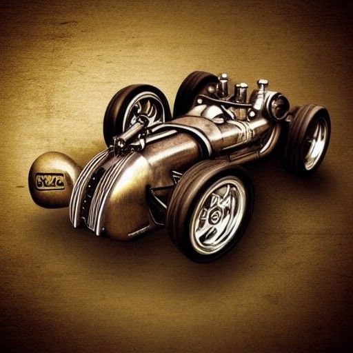Steampunk Racing Car with Vintage Engine