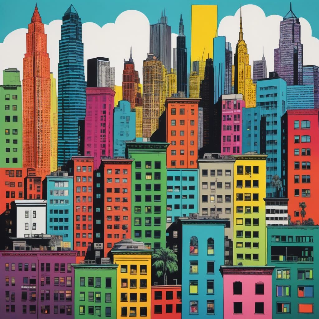 Warhol Pop Art Cityscape Collage