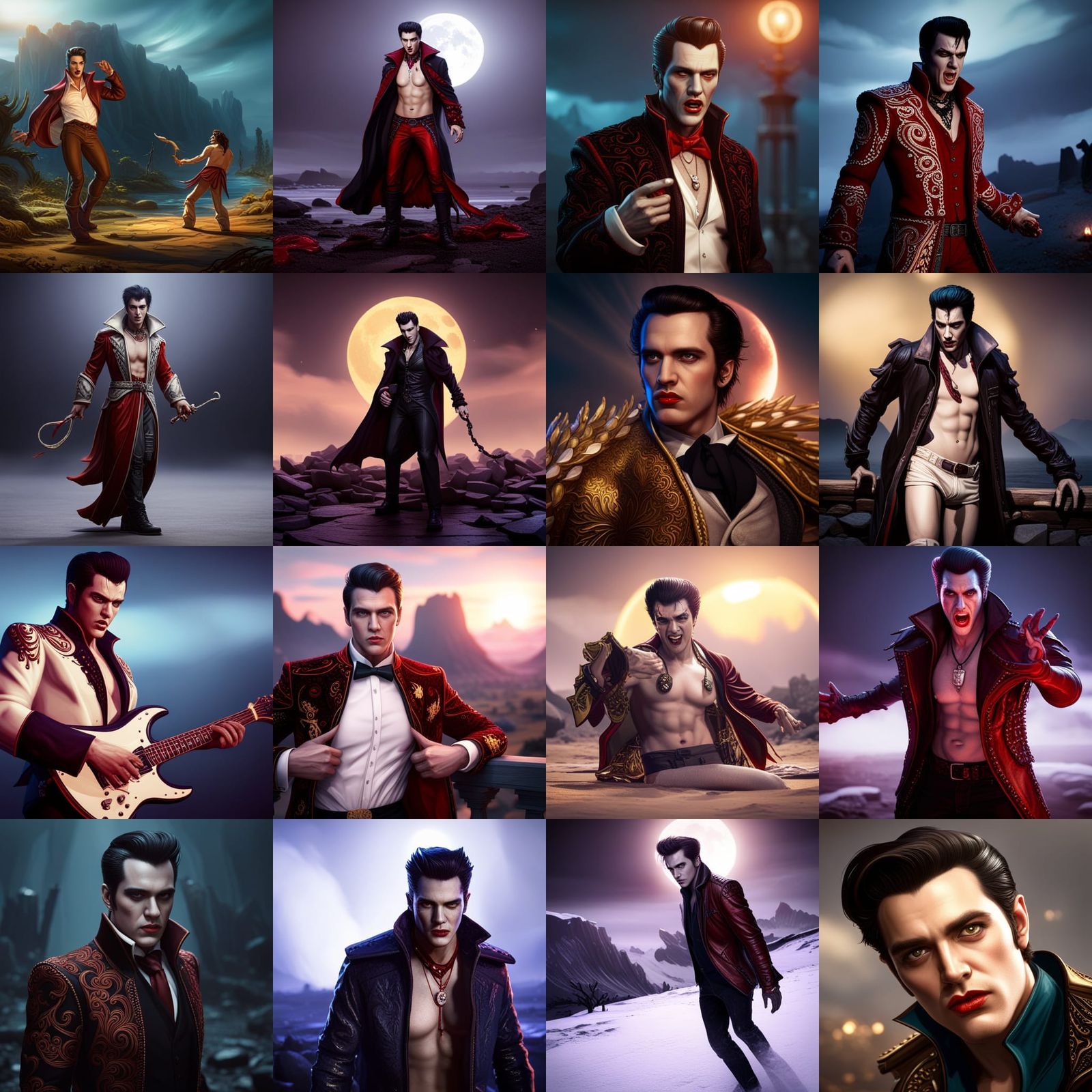 Elvis-like Vampire on Steroids: Detailed Matte Painting