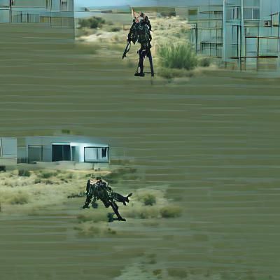 Tactical Soldier in War-Torn Landscape