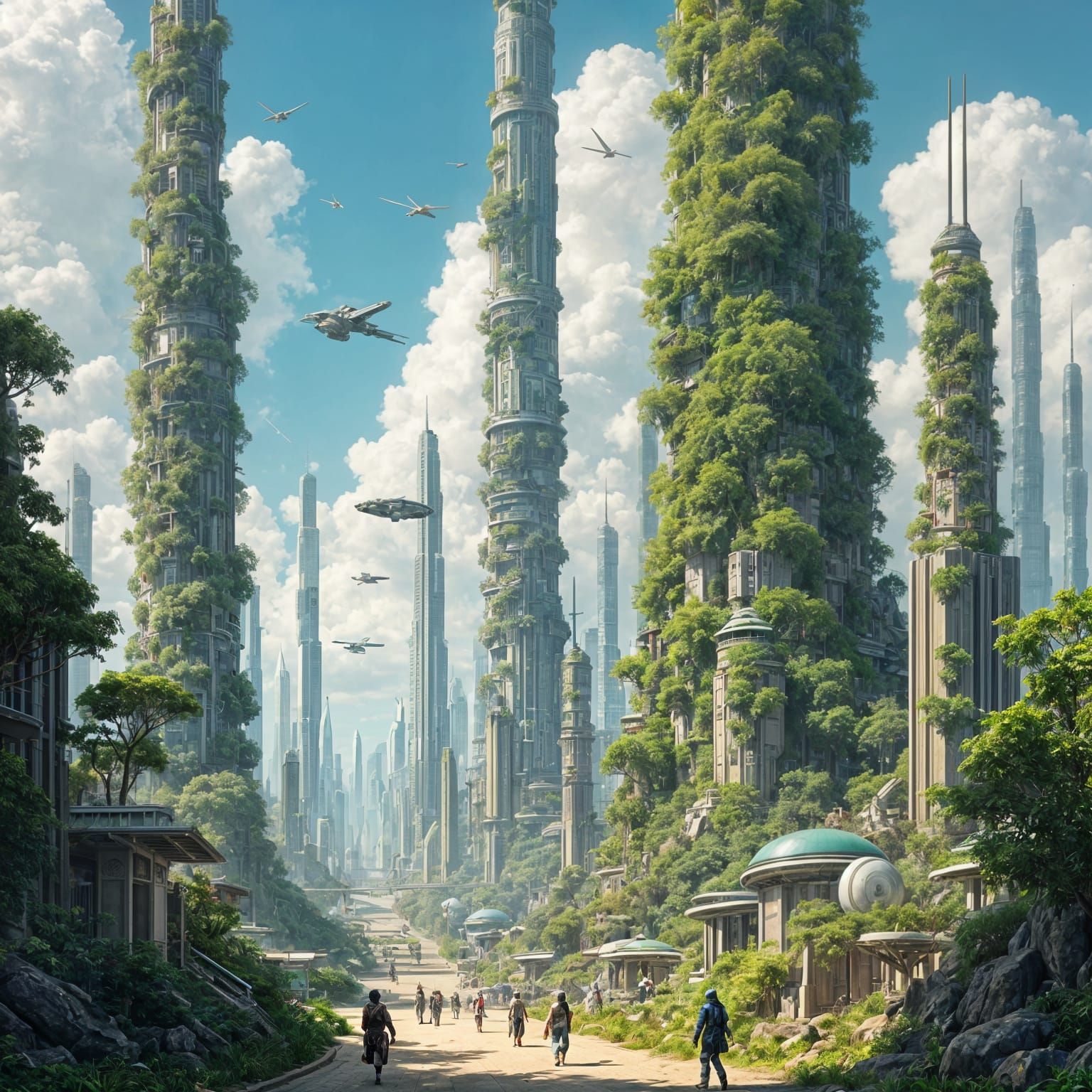 Vibrant Solarpunk Metropolis