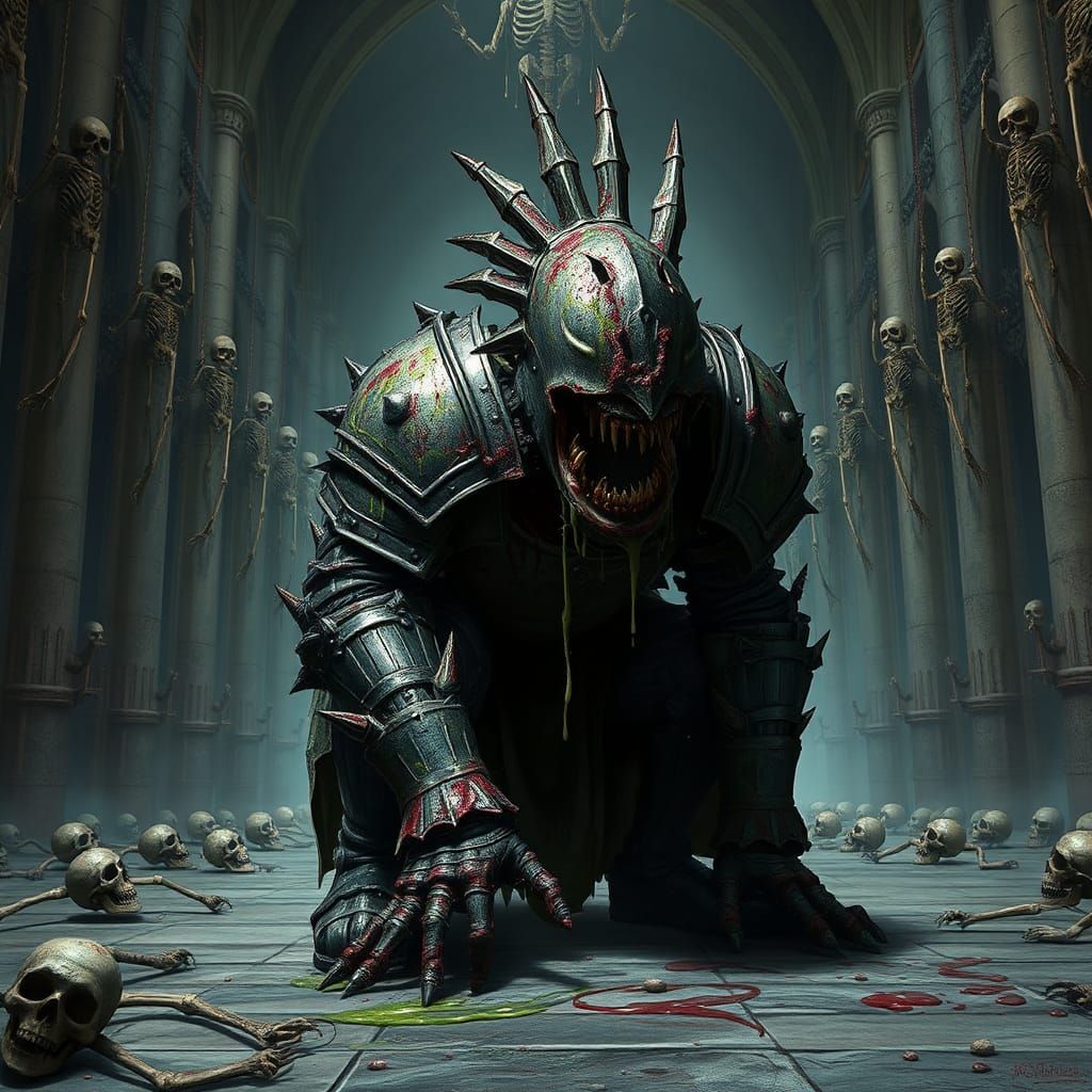 Corrupted Knight in Gothic Horror Hall