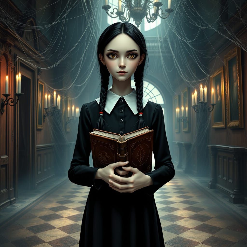 Wednesday Addams in Haunting Gothic Mansion