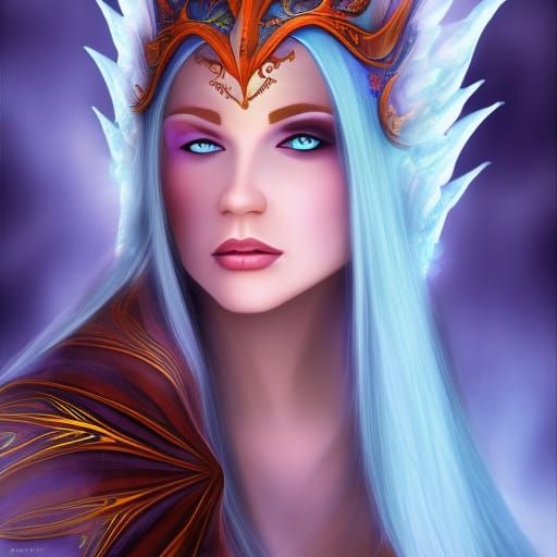 Elven Druid: Fire and Ice Fantasy Portrait