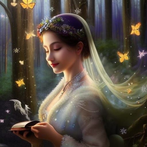 Enchanted Forest Train in Pointillism Style