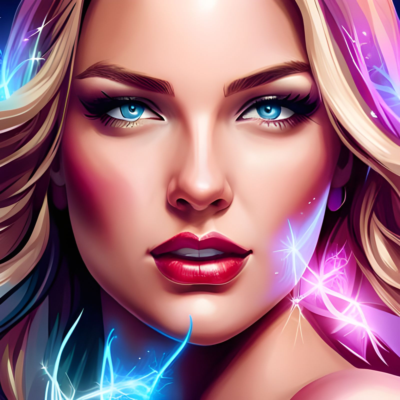 Glamorous Portrait with Smoke and Sparkles in Art Nouveau St...