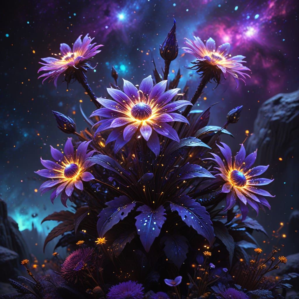 Ethereal Cosmic Blooms Unite with Fiber-Optic Fractals in a ...