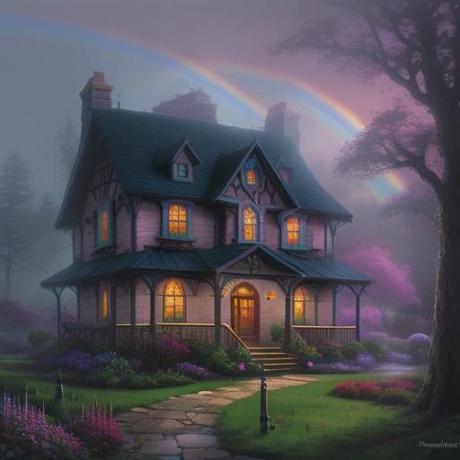 Rainbow House in Ethereal Fantasy Style