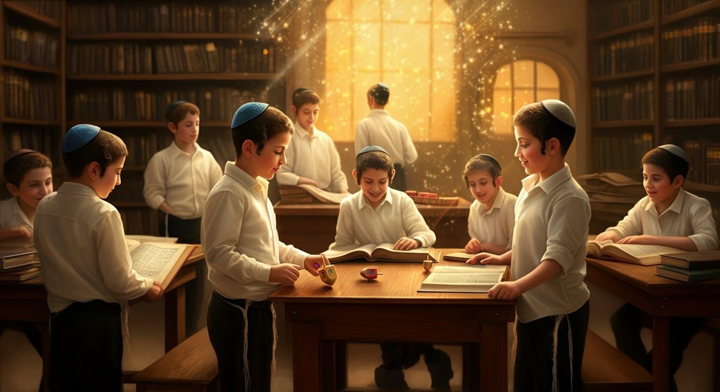 Children's Talmud Torah Scene in Vibrant Painterly Realism