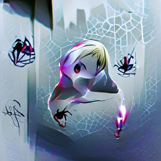 Ghost Spider Illustration in Spider-Verse Style
