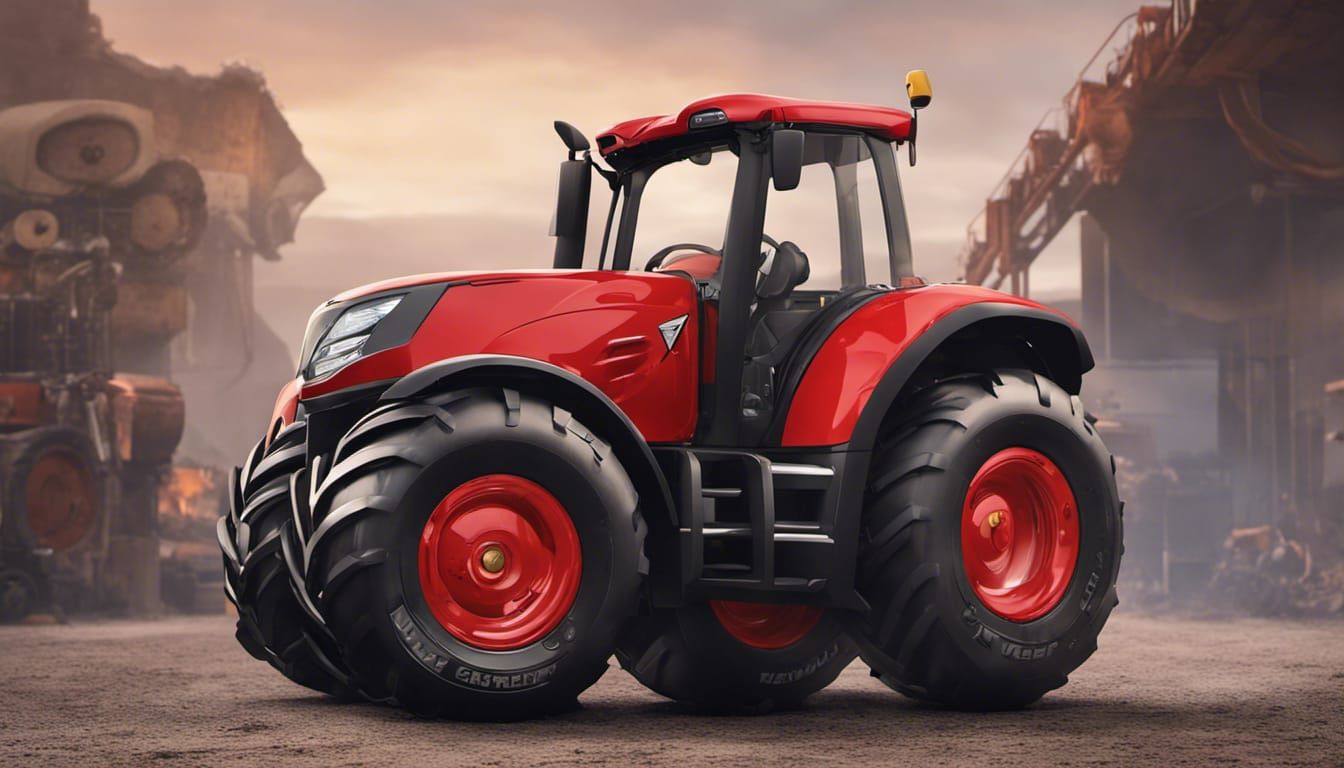 Cartoon Tractor with Lightning McQueen Face in Graffiti Art