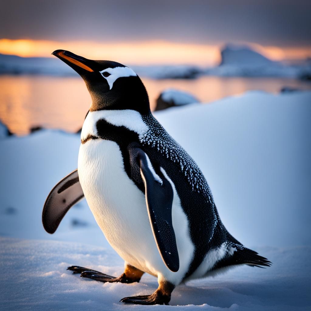 Penguin in a Snowy Landscape